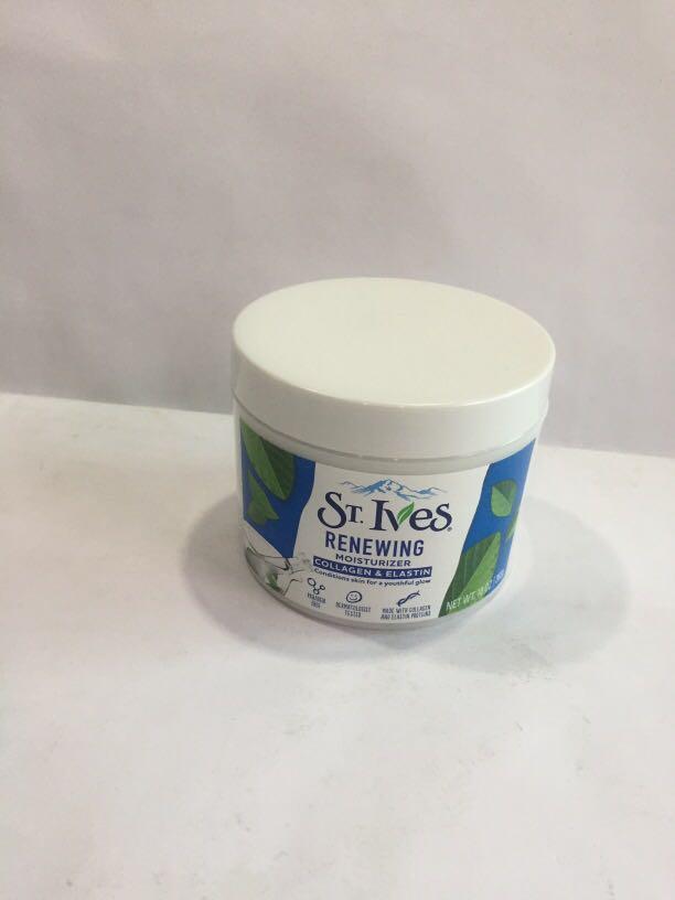St. Ives Renewing Moisturizer imported original from US (Category: Face Care) located in Pasay City. Submitted by redgiftshop (Listing ID 1113612502, Image 1). Description: St, Ives Renewing Moisturizer collagen & Elastin Paraben Free 283g stocks: 2 pcs directly bought in US imported & Original product code: CL.