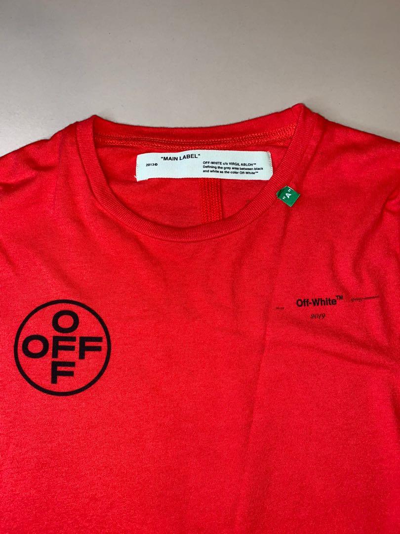 100 Legit Off White Diag Stencil Long Sleeve T Shirt Red Black