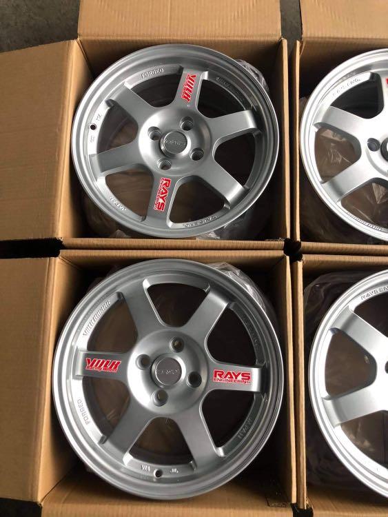 15”TE37 Rays Silver Code 6018 mags 4Holes pcd 100 (Category: Mags and Tires) located in Quezon City. Submitted by mindanaotyrehaus (Listing ID 1113792782, Image 2). Description: 4pcs 15" TE37 Silver Rays design Brandnew mags code 6018 4 Holes pcd 100 x7 width/ offset 35 Color: Silver sold as 4pcs for 15,500 pesos Mags only * price may change without prior notice * fix price * Cash transaction/ GCash or BDO Online Transfer only First come first se