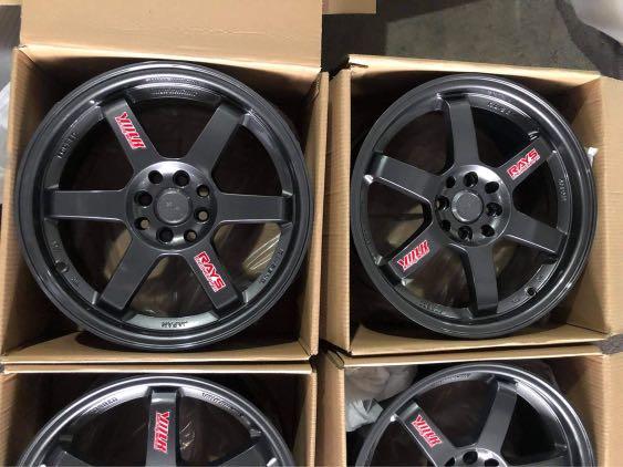 17” TE37 rays gunmetal code 6018 Mags 4Holes pcd 100-114 Bnew (Category: Mags and Tires) located in Quezon City. Submitted by mindanaotyrehaus (Listing ID 1113813102, Image 2). Description: 4pcs 17” TE37 Gunmetal Rays design Brandnew mags code 6018 4 Holes pcd 100-114 x7.5 width/ offset 38 Color: gunmetal sold as 4pcs for 20,000 pesos Mags only * price may change without prior notice * fix price * Cash transaction/ GCash or BDO Online Transfer on
