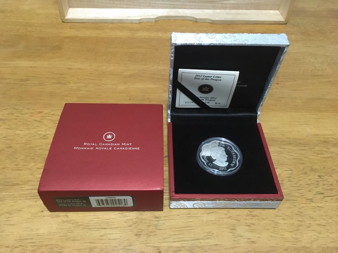 Canada 2012 Year Dragon Lotus Scallop Shaped $15 Pure Silver Proof in FULL OGP 