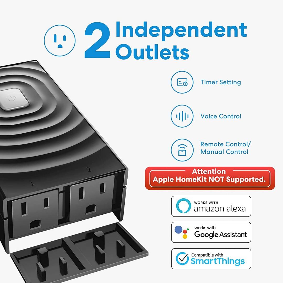 meross Outdoor Smart Plug Compatible with Apple HomeKit, Siri, Alexa,  Google Assistant and SmartThings, Waterproof WiFi Outdoor Outlet, Remote &  Voice Control, Timer, FCC and ETL Certified HomeKit New-2 Scoket