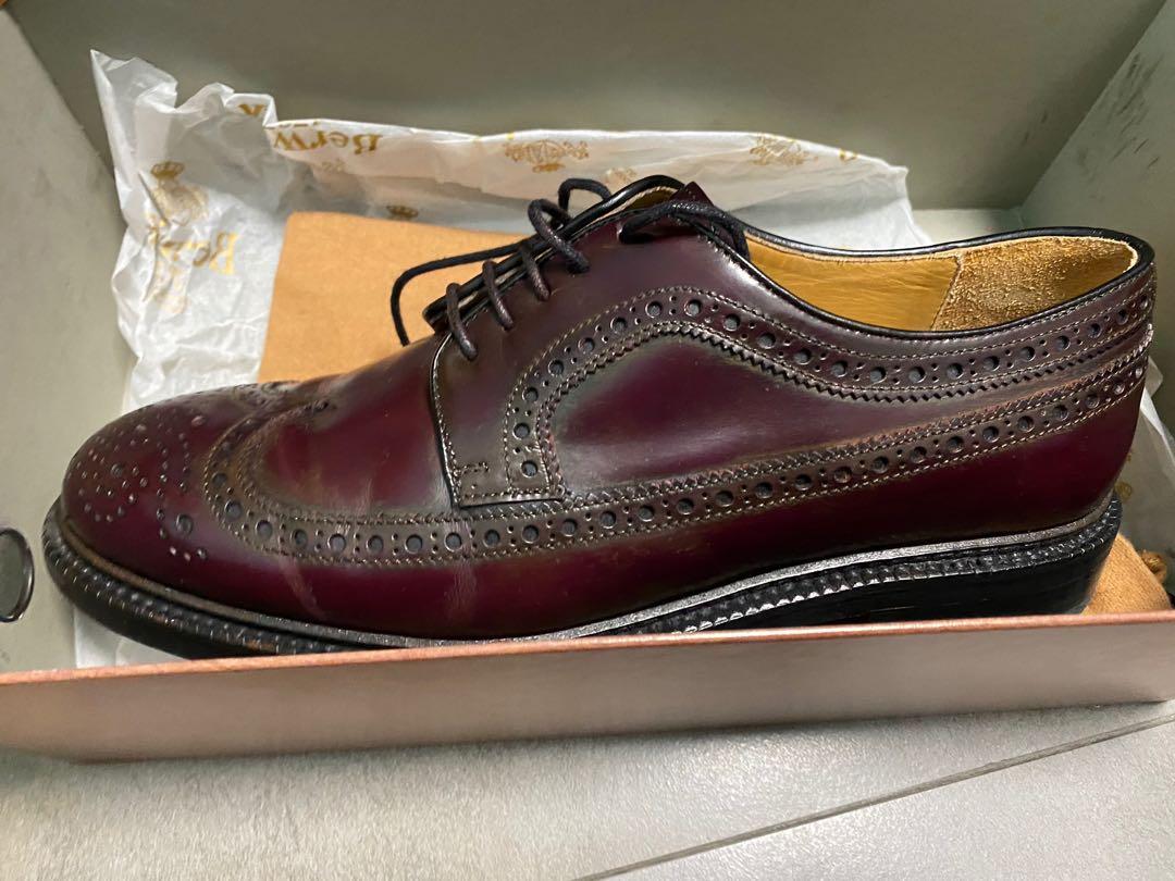 Berwick 1707 derby long wing brogue Burgundy, 男裝, 鞋, 西裝鞋