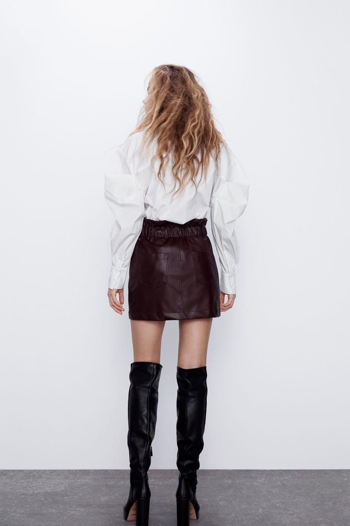 BNWT ZARA Faux Leather Mini Skirt in Burgundy