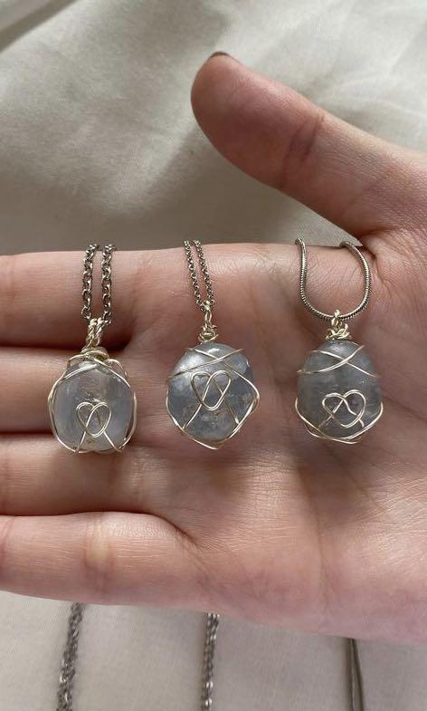 Celestite crystal necklace Women s Fashion Jewelry Organisers Necklaces on Carousell