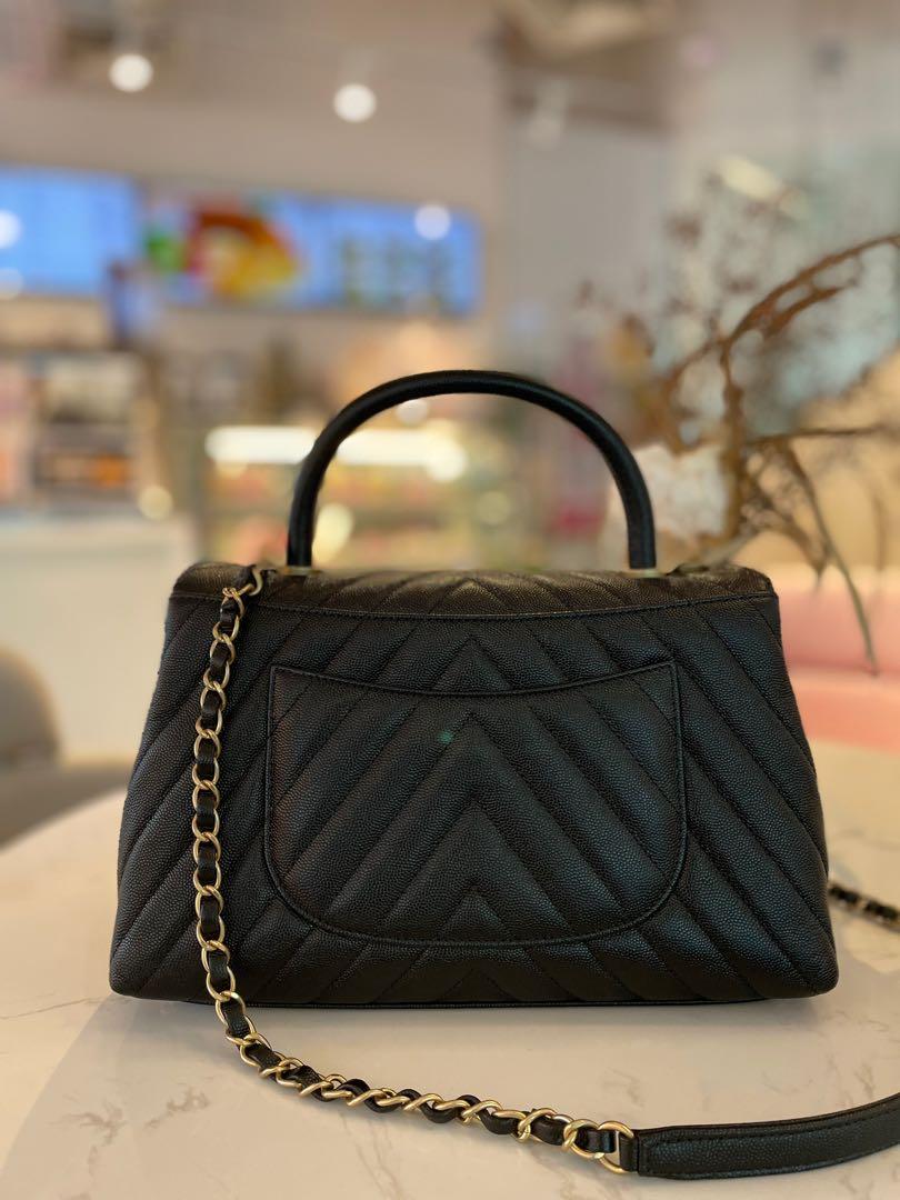 Chanel Coco Handle Medium Chevron Black Caviar Ghw Bag, Luxury, Bags &  Wallets on Carousell