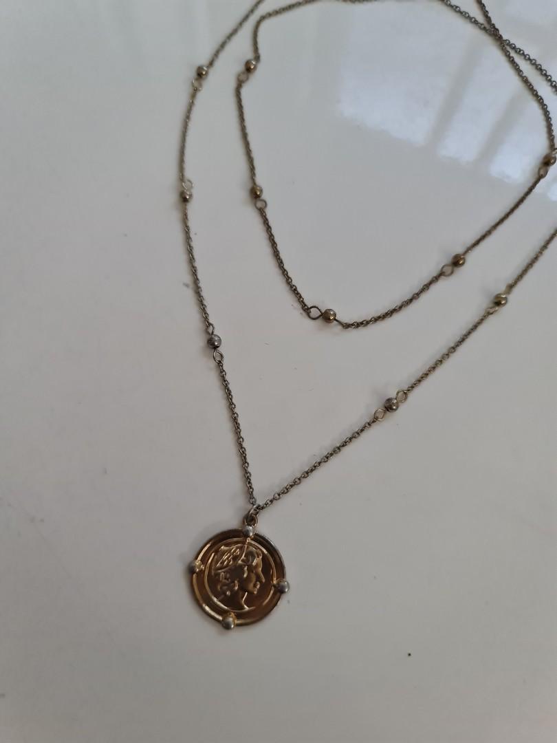 Coin necklace antique gold, Fesyen 