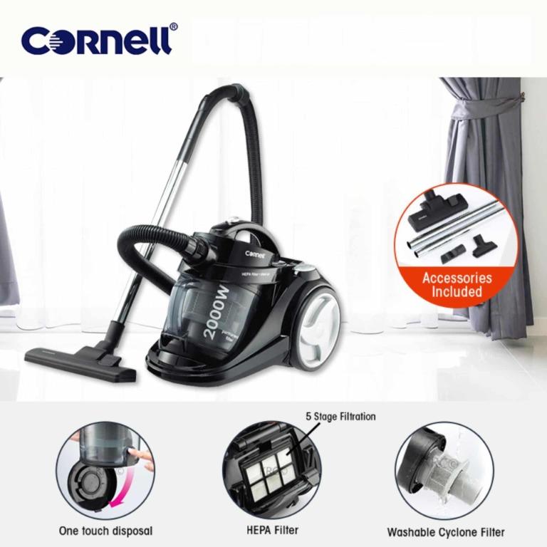 Cornell CVCPH2000C Bagless Vacuum Cleaner w/ Hepa Filter & Real