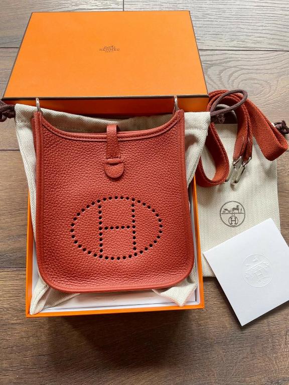 Hermes Mini Evelyne Bag Red Brique Colour Size 16, Women's Fashion, Bags &  Wallets on Carousell