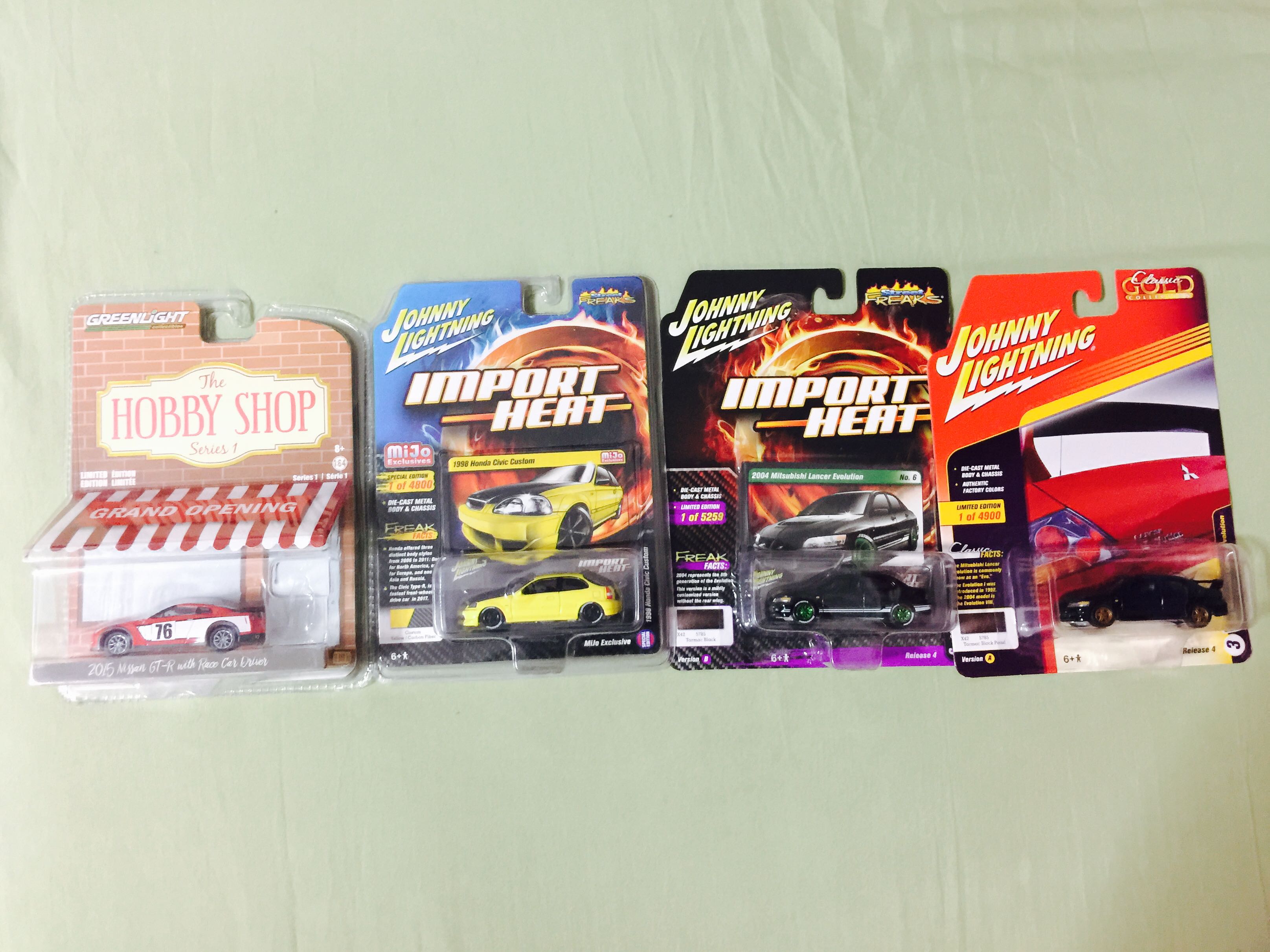 SET of 4 Johnny Lightning Civic Evo R34 1/64, Hobbies & Toys, Toys