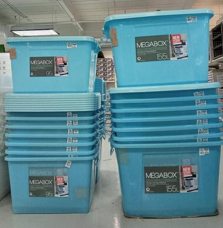 120L MEGA BOX storage boxes (Category: Storage Boxes & Baskets) located in Quezon City. Submitted by uno_store (Listing ID 1113811391, Image 2). Description: factory pull out MEGA BOX storage boxes -organizer -minimalists boxes -high quality -authentic megaboxes dimension(cm): 34L light - L55xW38.5xH23.5 - P585 40L - L82.0 / W41.5 / H16.0 - P 685 others: dimension(cm): 12L - L35.5 / W24.5 / H21.0 32L - L55xW38.5xH23.5 40L - L82.0 / W41.5 / H16.0 