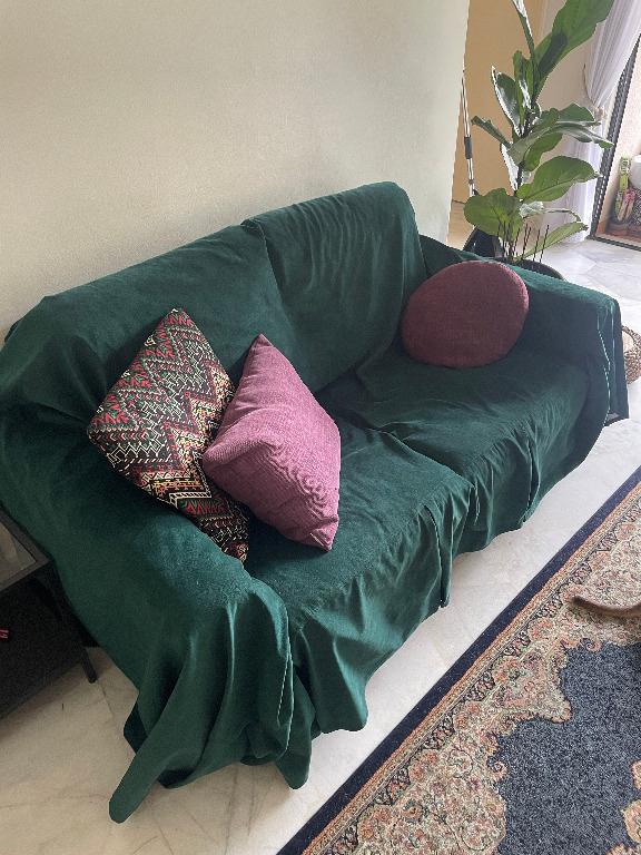 Dark green online velvet couch cover