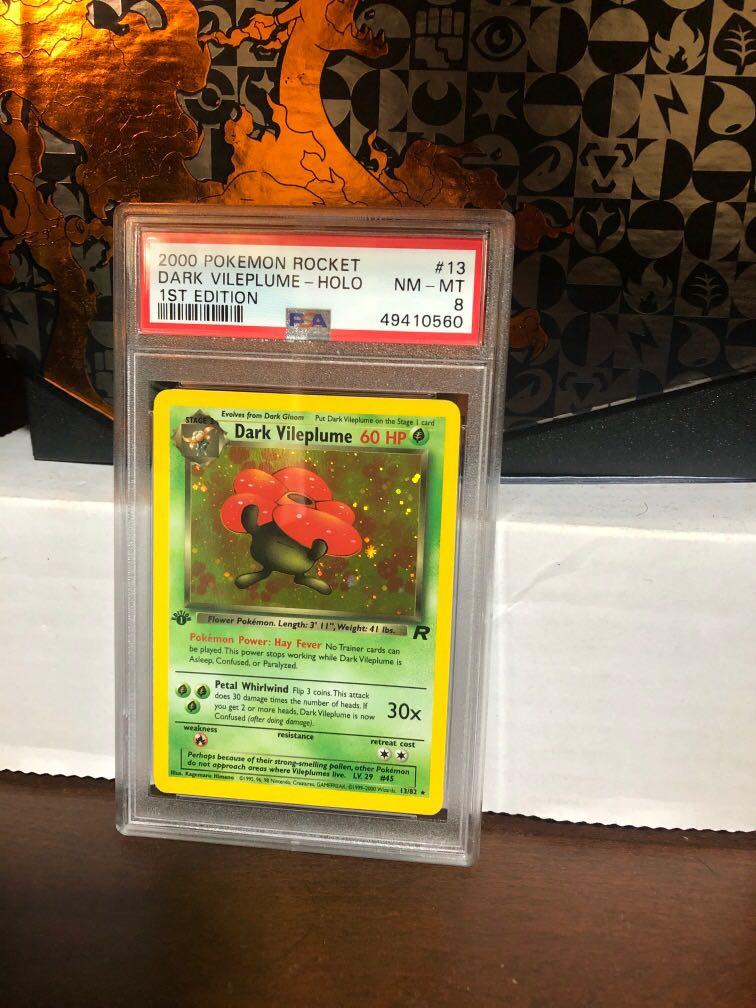 PSA 8 1st edition Holo Dark Vileplume 2000 pokemon rocket, Hobbies