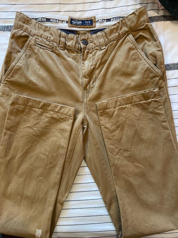 Pull \u0026 Bear Khaki Chinos, Men's Fashion, Bottoms, Chinos on Carousell