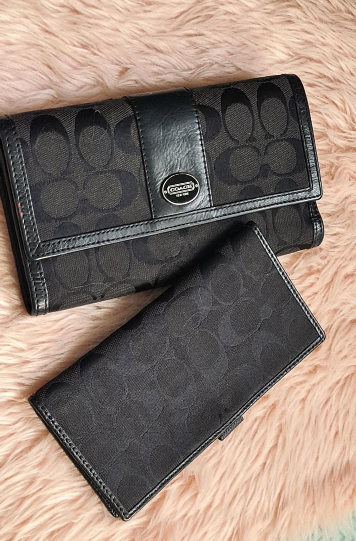 COACH Legacy Signature Checkbook Wallet in Black