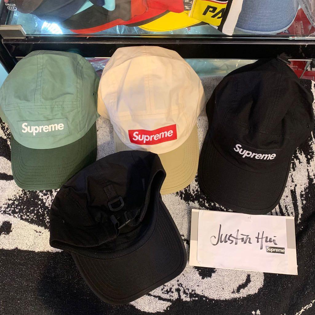 Supreme FW21 帽WAXED COTTON CAMP CAP, 男裝, 手錶及配件, 棒球帽、帽