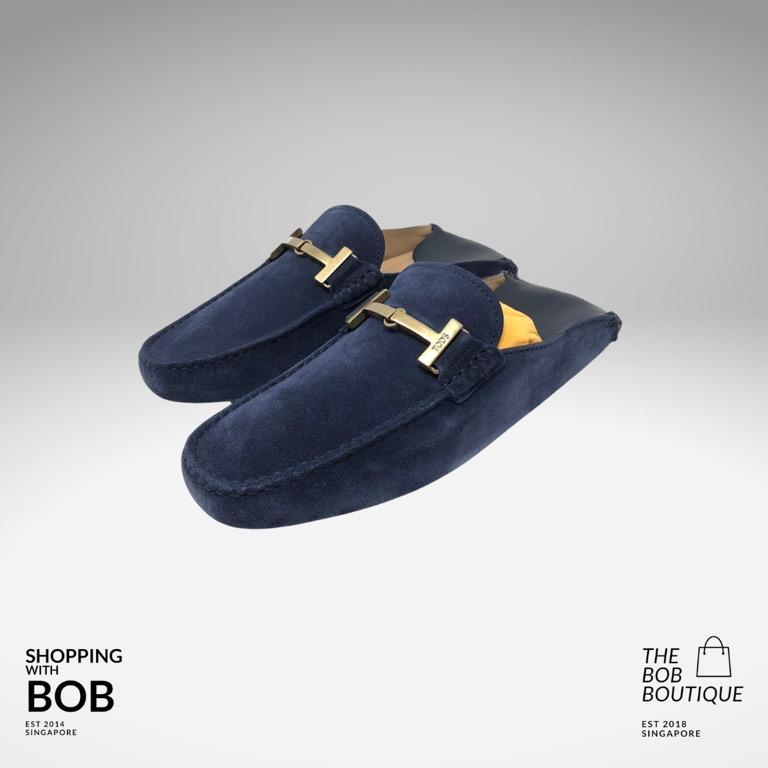 Navy backless loafers hot sale