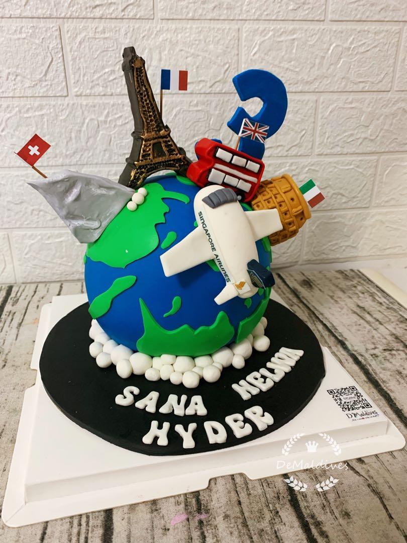 Travel theme cake