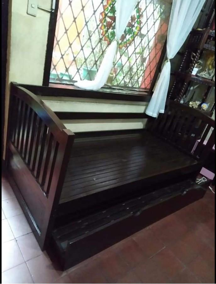 Wooden Sofa Day Bed w/ Pullover bed. 09498310053 (Category: Sofas) located in Quezon City. Submitted by leocarloswoodcrafts (Listing ID 1113860925, Image 2). Description: made from solid mahogany wood, HINDI KASAMA FOAM. Price may change depending on size, design, wood type use, varnish and/or color. We also accept made to order / customize design of Wooden furnitures More available sizes (in inches) 36x75 Single size 48x75 Double size 54x75 Full