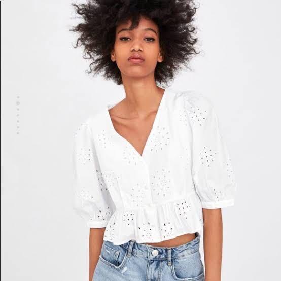 Zara buttondown eyelet top, Women's 