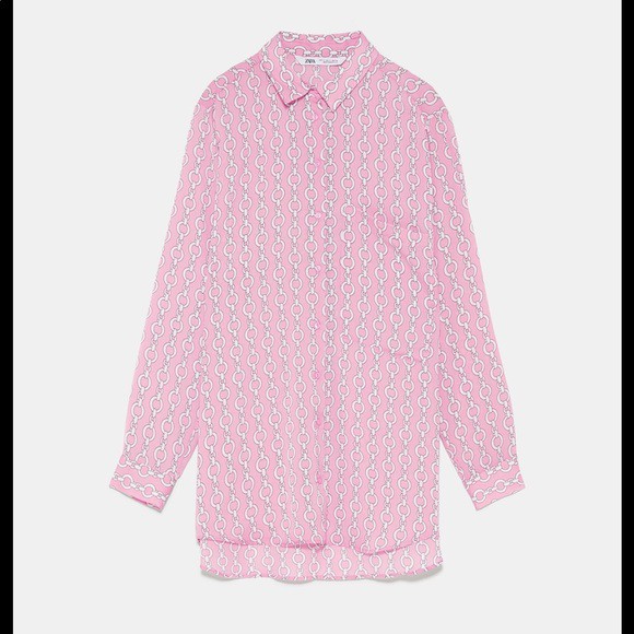 Zara Chain Printed Shirt In Pink 
