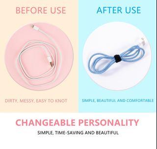 140cm/55inches Gradient Color Cable Protector Earphone Data Line Wrap Protection Cable Organizer Cable Saver Protector Desk