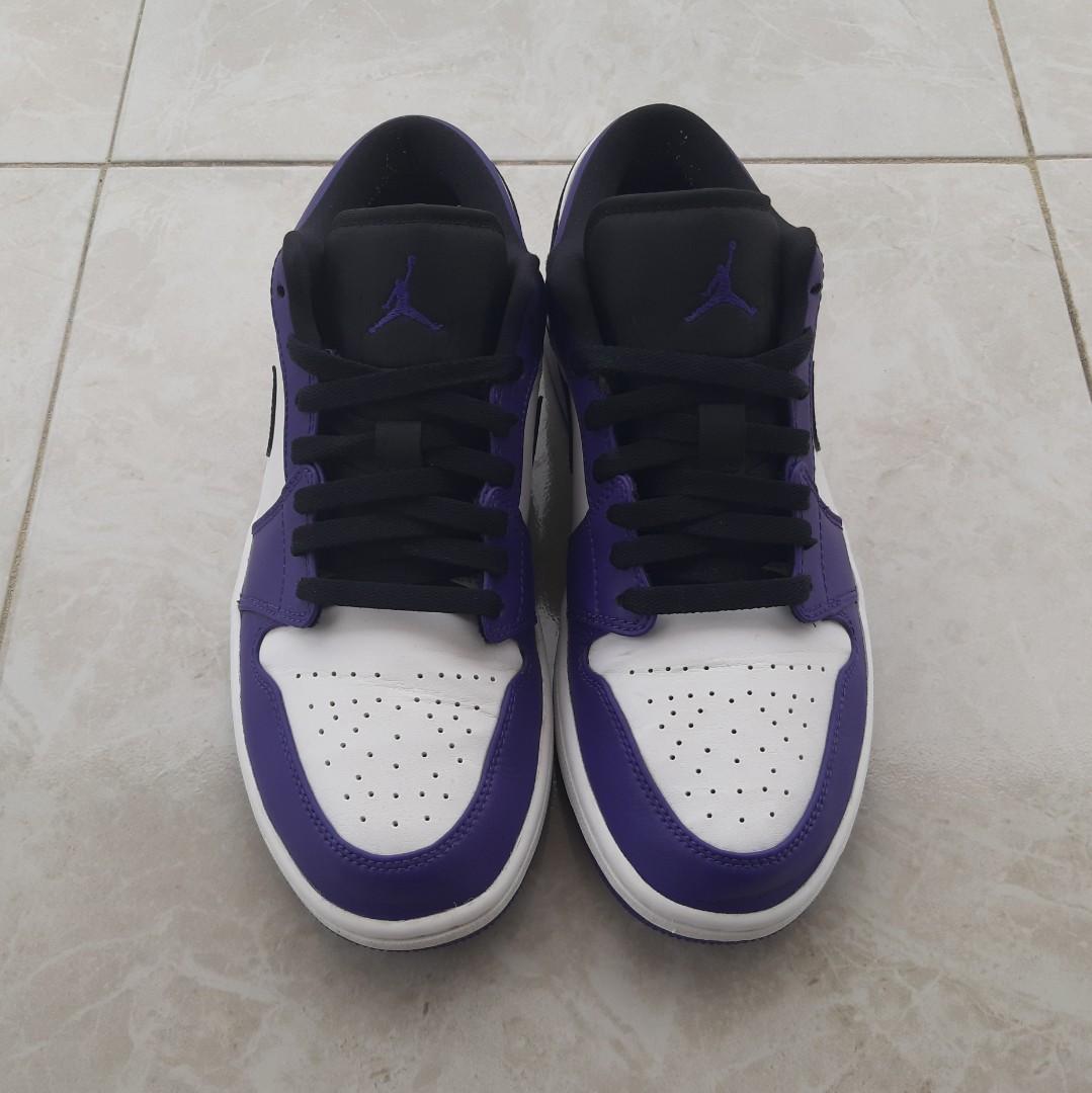 AIR JORDAN 1 LOW COURT PURPLE, Fesyen Pria, Sepatu , Sneakers di Carousell