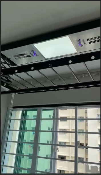 HDB SERVICE YARD Black Premium+ Automated Laundry Rack , Furniture ...