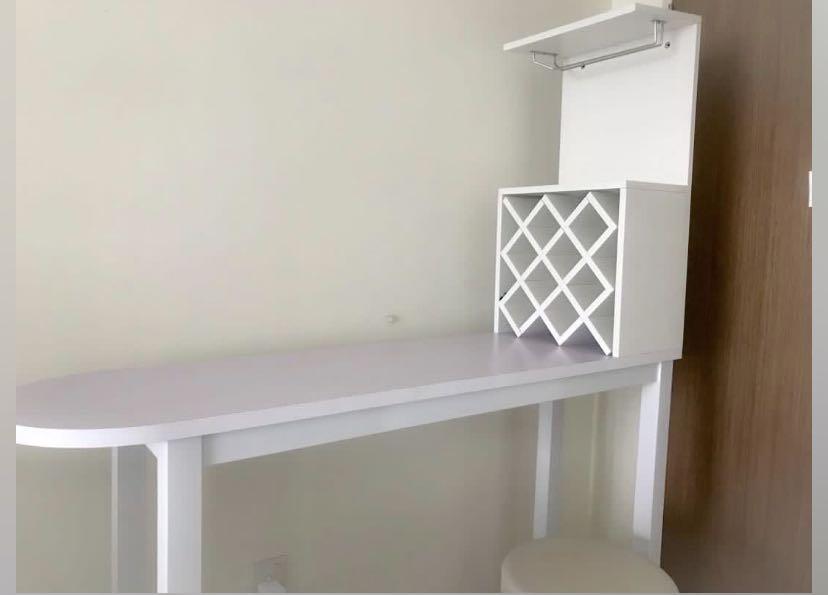 Bar Table (Category: Tables & Sets) located in Singapore. Submitted by urgesplurge (Listing ID 1113953763, Image 1). Description: Selling a good condition bar table. Wine compartment and pictured bar stools not included. Selling bar stools as well in my other listing. Pls PM if keen to get both as a set. Dimensions: L140cm x W40 x H100 (excl shelf) Self collection only. .