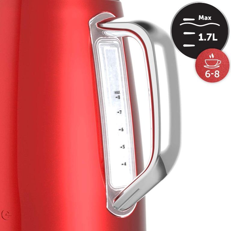 breville vkt064 lustra electric kettle, 1.7 litre, 3 kw fast boil, candy  red 220-240 volts (not for usa)