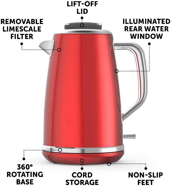 Breville Lustra Electric Kettle 1.7 Litre 3 KW Fast Boil Candy Red VKT064 TV Home Appliances Kitchen Appliances Kettles Airpots on Carousell