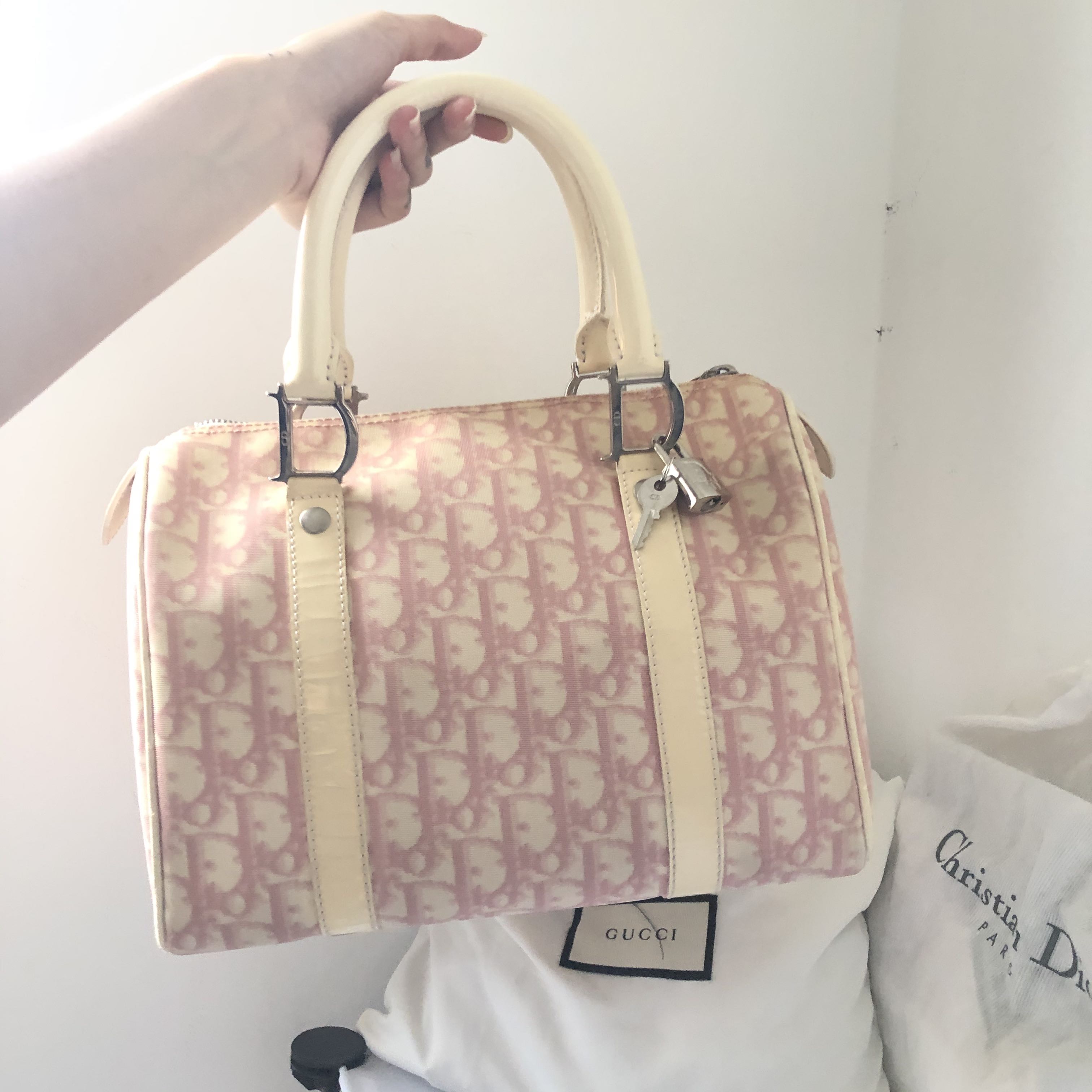 Authentic Pink Dior Boston Bag, Luxury, Bags & Wallets on Carousell