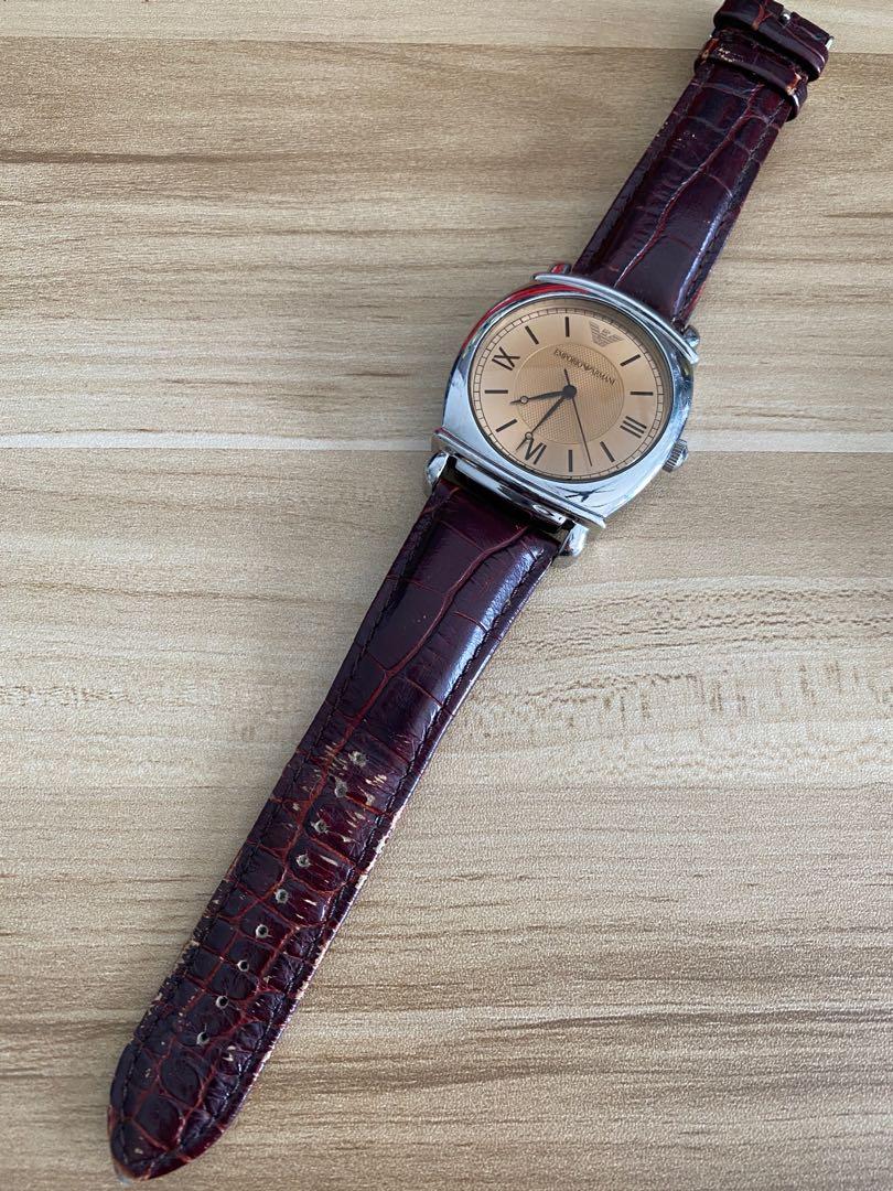Armani watch sales leather band