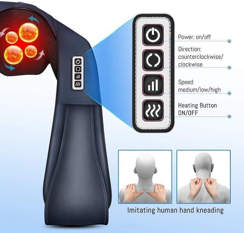 EAshuhe Neck and Shoulder Massager with Heat Shiatsu Back Massage Pillow  with 3D