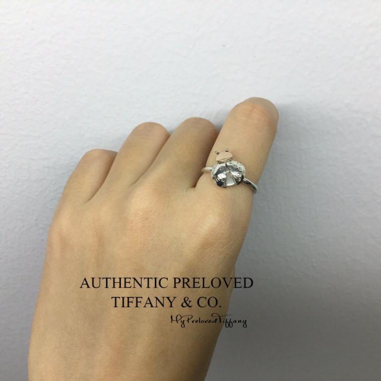 Excellent Authentic Tiffany Co. Return To Ladybug Ring Silver Rose Gold RP 575