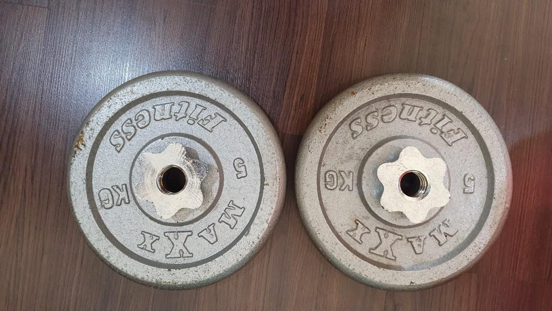 Free Weights 5kg, Sports Equipment, Exercise & Fitness, Weights