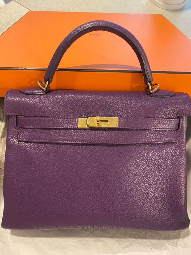 Hermes Kelly 32 Anemon Ultra Violet purple in Togo leather