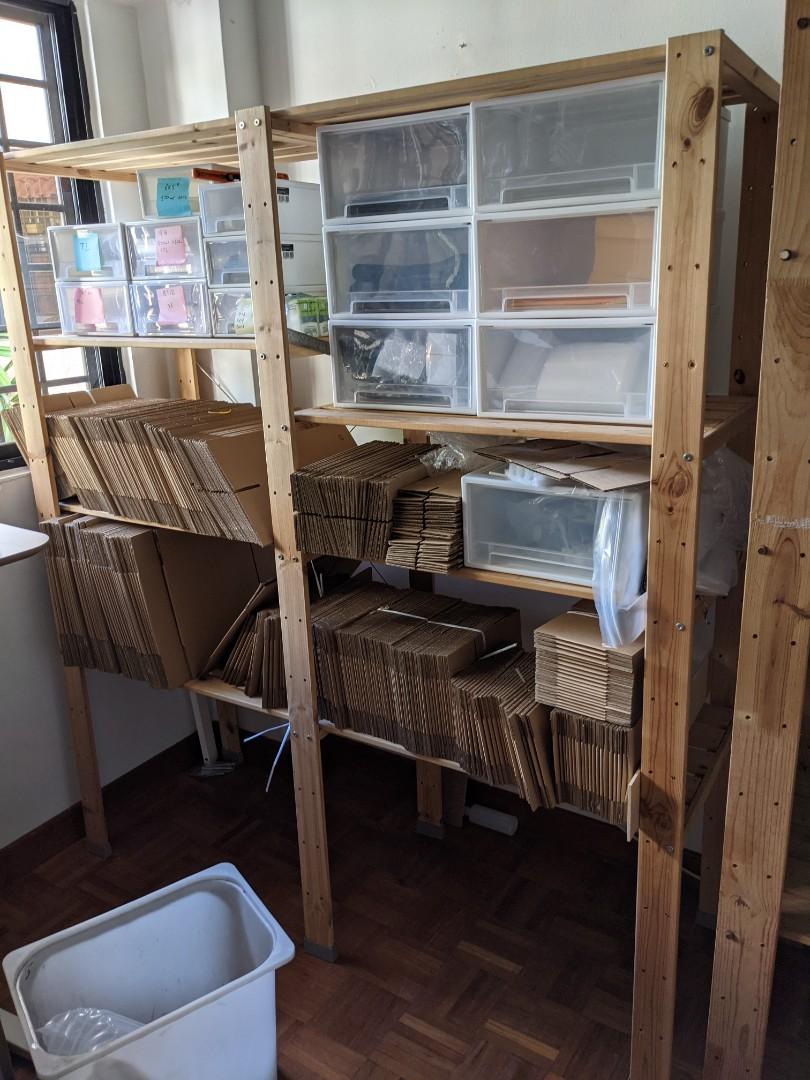 Ikea sturdy adjustable wooden shelves 2x, Furniture & Home Living