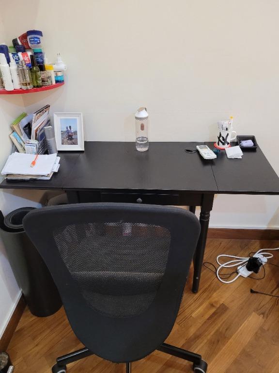 IKEA computer foldable table and chair, Furniture & Home Living
