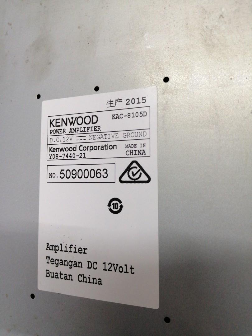 Kenwood Mono Power Amplifier KAC8105D, Car Accessories, Accessories on
