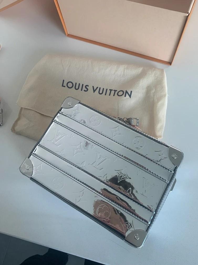 Louis Vuitton Virgil Abloh Rainbow Monogram Taurillon Illusion Cotteville Trunk 40 Silver Hardware, 2022 (Like New), Handbag