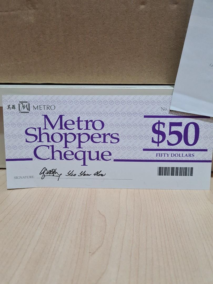 Metro Bank Cheque Sticker Metro Shoppers Cheque, Tickets & Vouchers, Vouchers on Carousell