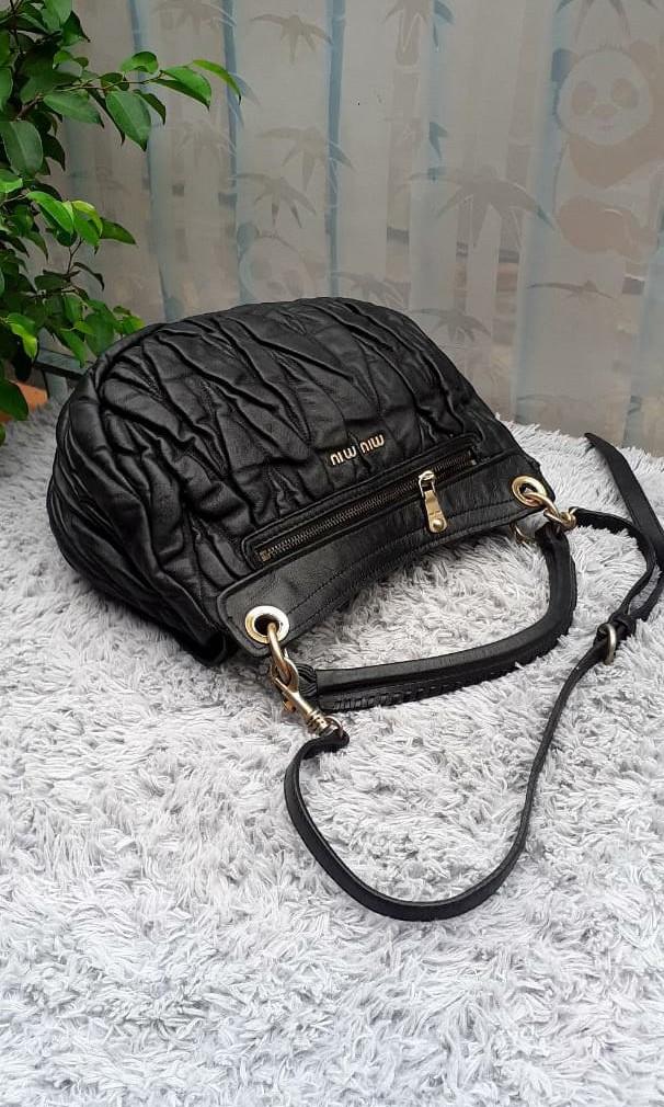 Miu Miu Black Matelasse Lambskin Leather 2-Way Shoulder Bag RR1770
