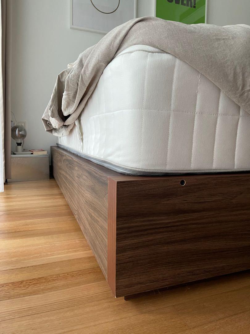 Muji Storage Bed Frame, walnut, king size, Furniture & Home Living