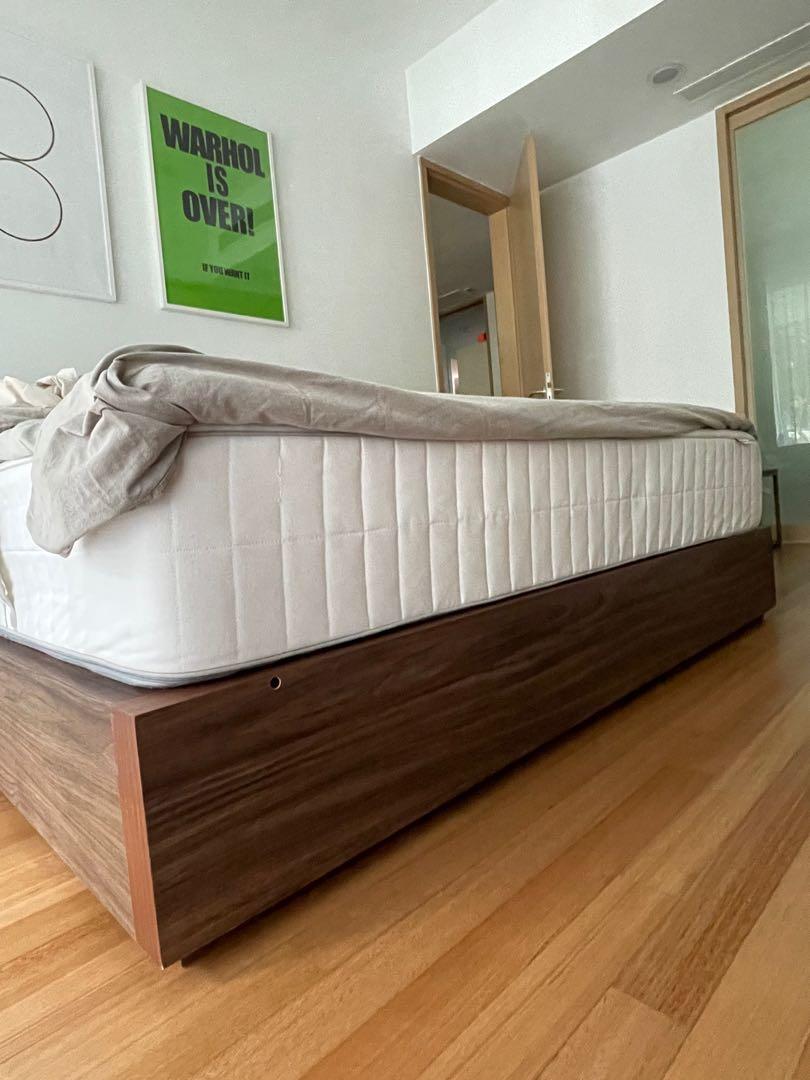 Muji Storage Bed Frame, walnut, king size, Furniture & Home Living