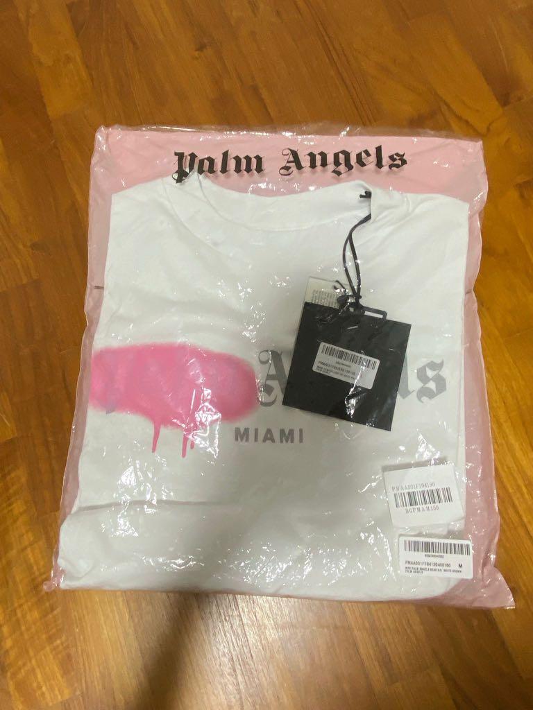 Palm Angels Miami Spray Paint-effect Logo-print T-shirt In White