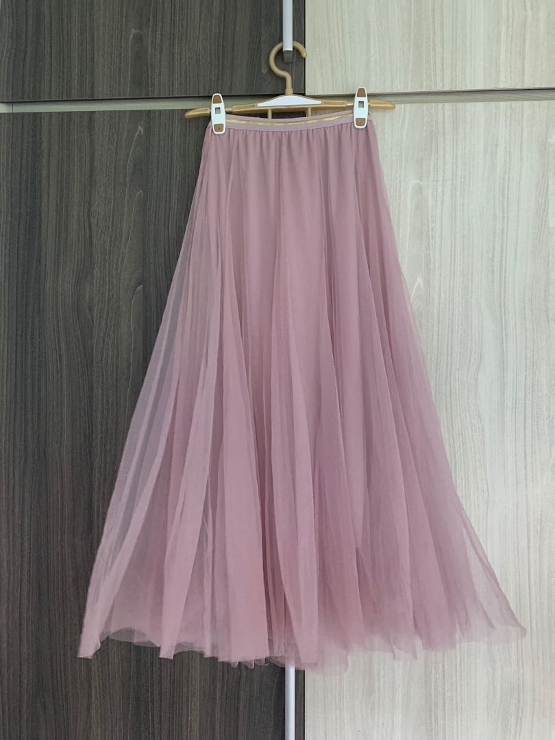 Pink-Purple Veiled Skirt, Women's Fashion, Bottoms, Skirts on Carousell