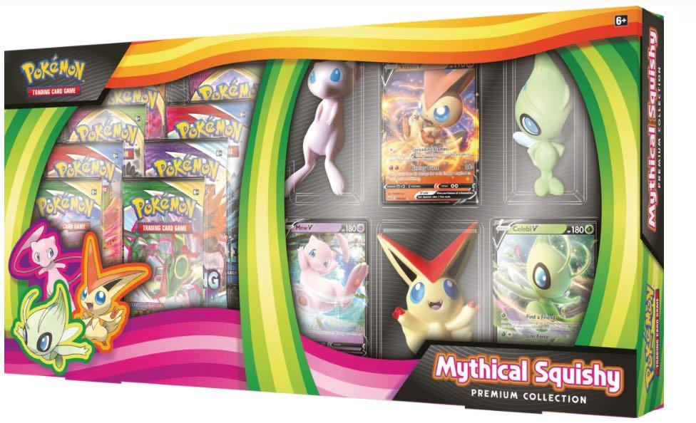 squishy the pokemon card Pokmon TCG Sword & Shield: Mythical Premium Collection Box Se Bison's Games LLC squishy toys Squishy - Pokemon Playing Card