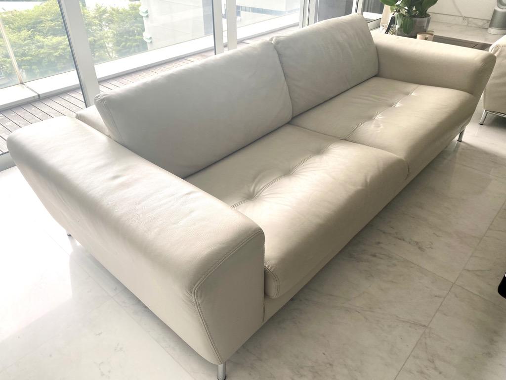 polaris italian leather sectional sofa in white