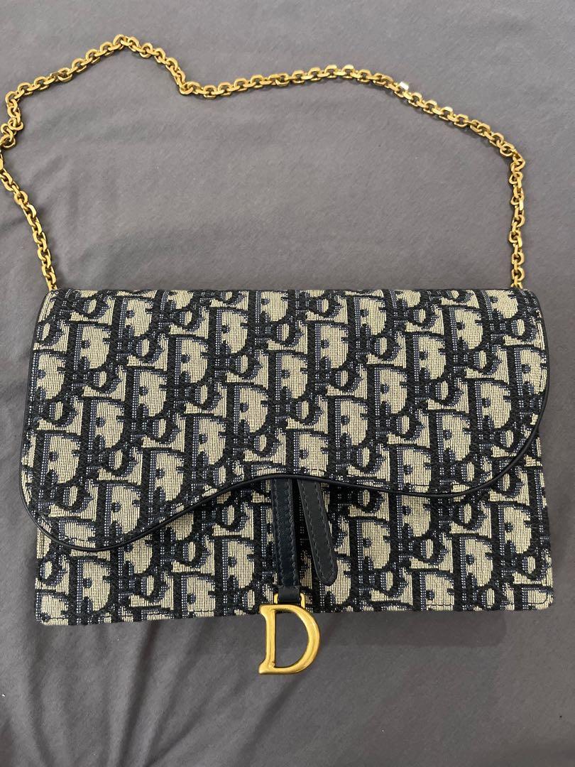 Blue dior oblique shop jacquard saddle pouch